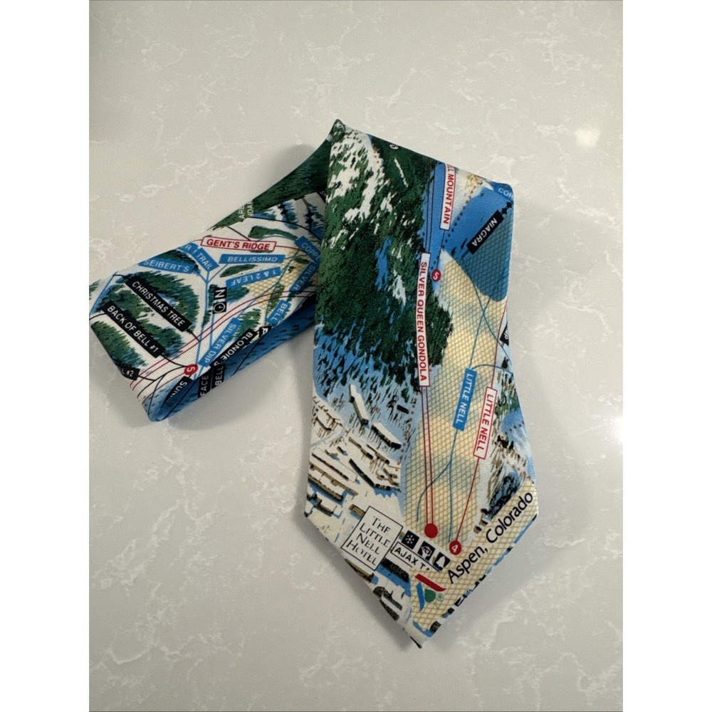 Men's‎ Aspen Colorado Ski Tie 100% Silk  Ski Trails 1997